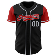 Load image into Gallery viewer, Custom Black Red-Gray Authentic Two Tone Baseball Jersey