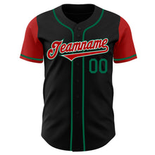 Load image into Gallery viewer, Custom Black Red-Kelly Green Authentic Two Tone Baseball Jersey