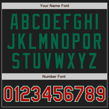 Load image into Gallery viewer, Custom Black Red-Kelly Green Authentic Two Tone Baseball Jersey