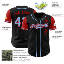 Load image into Gallery viewer, Custom Black Light Blue-Red Authentic Two Tone Baseball Jersey