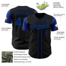 Load image into Gallery viewer, Custom Black Royal Authentic Two Tone Baseball Jersey