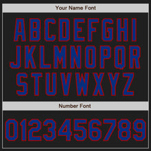 Load image into Gallery viewer, Custom Black Royal-Red Authentic Two Tone Baseball Jersey