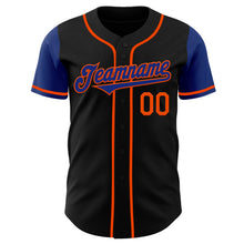 Load image into Gallery viewer, Custom Black Royal-Orange Authentic Two Tone Baseball Jersey