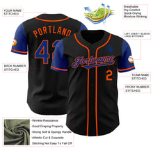 Load image into Gallery viewer, Custom Black Royal-Orange Authentic Two Tone Baseball Jersey