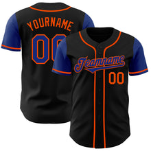 Load image into Gallery viewer, Custom Black Royal-Orange Authentic Two Tone Baseball Jersey