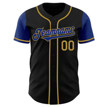 Load image into Gallery viewer, Custom Black Royal-Old Gold Authentic Two Tone Baseball Jersey