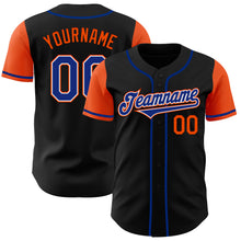 Load image into Gallery viewer, Custom Black Royal-Orange Authentic Two Tone Baseball Jersey