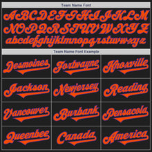 Load image into Gallery viewer, Custom Black Orange-Purple Authentic Two Tone Baseball Jersey