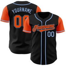 Load image into Gallery viewer, Custom Black Orange-Light Blue Authentic Two Tone Baseball Jersey