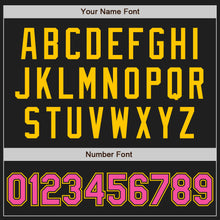 Load image into Gallery viewer, Custom Black Pink-Yellow Authentic Two Tone Baseball Jersey