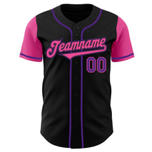 Load image into Gallery viewer, Custom Black Pink-Purple Authentic Two Tone Baseball Jersey