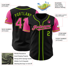 Load image into Gallery viewer, Custom Black Pink-Neon Green Authentic Two Tone Baseball Jersey