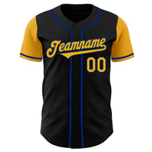Load image into Gallery viewer, Custom Black Gold-Royal Authentic Two Tone Baseball Jersey