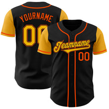 Load image into Gallery viewer, Custom Black Gold-Orange Authentic Two Tone Baseball Jersey