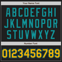 Load image into Gallery viewer, Custom Black Gold-Teal Authentic Two Tone Baseball Jersey