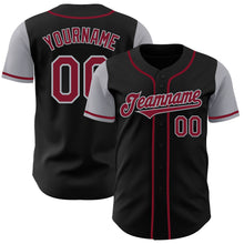 Load image into Gallery viewer, Custom Black Crimson-Gray Authentic Two Tone Baseball Jersey