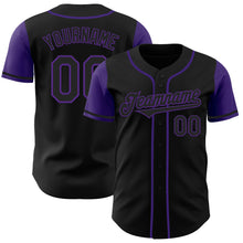 Load image into Gallery viewer, Custom Black Purple Authentic Two Tone Baseball Jersey