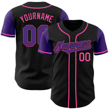 Load image into Gallery viewer, Custom Black Purple-Pink Authentic Two Tone Baseball Jersey
