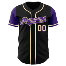 Load image into Gallery viewer, Custom Black Purple-Cream Authentic Two Tone Baseball Jersey