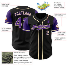 Load image into Gallery viewer, Custom Black Purple-Cream Authentic Two Tone Baseball Jersey