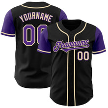 Load image into Gallery viewer, Custom Black Purple-Cream Authentic Two Tone Baseball Jersey