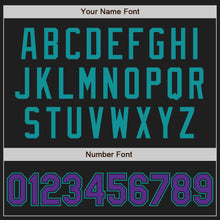 Load image into Gallery viewer, Custom Black Purple-Teal Authentic Two Tone Baseball Jersey