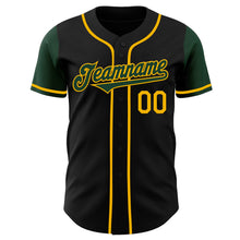 Load image into Gallery viewer, Custom Black Green-Gold Authentic Two Tone Baseball Jersey