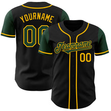 Load image into Gallery viewer, Custom Black Green-Gold Authentic Two Tone Baseball Jersey