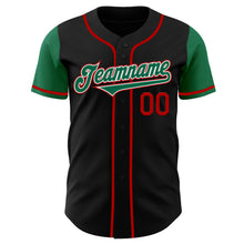 Load image into Gallery viewer, Custom Black Kelly Green-Red Authentic Two Tone Baseball Jersey