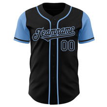 Load image into Gallery viewer, Custom Black Light Blue Authentic Two Tone Baseball Jersey