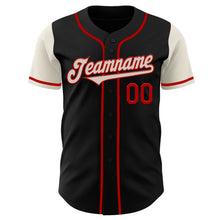 Load image into Gallery viewer, Custom Black Cream-Red Authentic Two Tone Baseball Jersey
