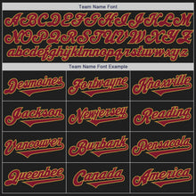 Load image into Gallery viewer, Custom Black Crimson-Old Gold Authentic Two Tone Baseball Jersey