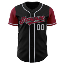 Load image into Gallery viewer, Custom Black Crimson-Gray Authentic Two Tone Baseball Jersey