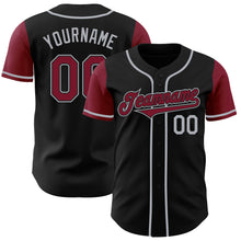 Load image into Gallery viewer, Custom Black Crimson-Gray Authentic Two Tone Baseball Jersey