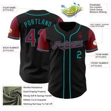 Load image into Gallery viewer, Custom Black Crimson-Teal Authentic Two Tone Baseball Jersey