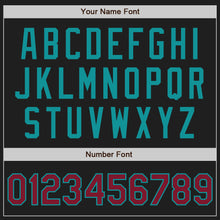 Load image into Gallery viewer, Custom Black Crimson-Teal Authentic Two Tone Baseball Jersey