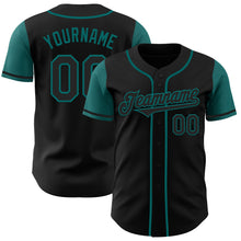 Load image into Gallery viewer, Custom Black Teal Authentic Two Tone Baseball Jersey
