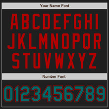 Load image into Gallery viewer, Custom Black Teal-Red Authentic Two Tone Baseball Jersey
