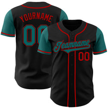 Load image into Gallery viewer, Custom Black Teal-Red Authentic Two Tone Baseball Jersey