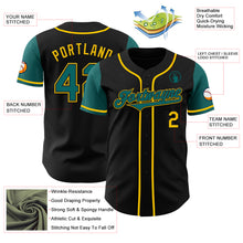 Load image into Gallery viewer, Custom Black Teal-Yellow Authentic Two Tone Baseball Jersey