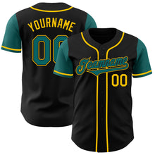 Load image into Gallery viewer, Custom Black Teal-Yellow Authentic Two Tone Baseball Jersey
