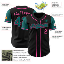 Load image into Gallery viewer, Custom Black Teal-Pink Authentic Two Tone Baseball Jersey