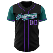 Load image into Gallery viewer, Custom Black Teal-Purple Authentic Two Tone Baseball Jersey