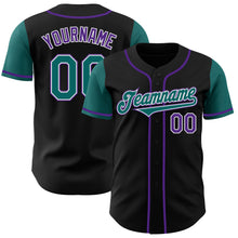 Load image into Gallery viewer, Custom Black Teal-Purple Authentic Two Tone Baseball Jersey