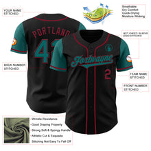 Load image into Gallery viewer, Custom Black Teal-Crimson Authentic Two Tone Baseball Jersey