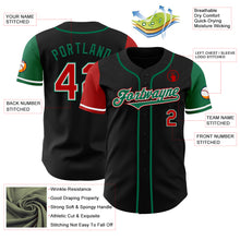 Load image into Gallery viewer, Custom Black Red-Kelly Green Authentic Two Tone Baseball Jersey