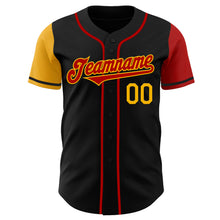 Load image into Gallery viewer, Custom Black Red-Gold Authentic Two Tone Baseball Jersey