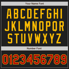 Load image into Gallery viewer, Custom Black Red-Gold Authentic Two Tone Baseball Jersey