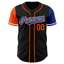 Load image into Gallery viewer, Custom Black Royal-Orange Authentic Two Tone Baseball Jersey