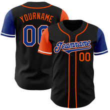 Load image into Gallery viewer, Custom Black Royal-Orange Authentic Two Tone Baseball Jersey